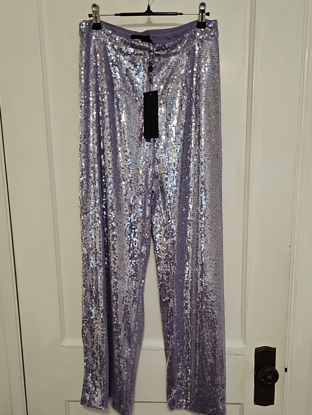 NWT Sequin Wide-Leg Pants - Lavender